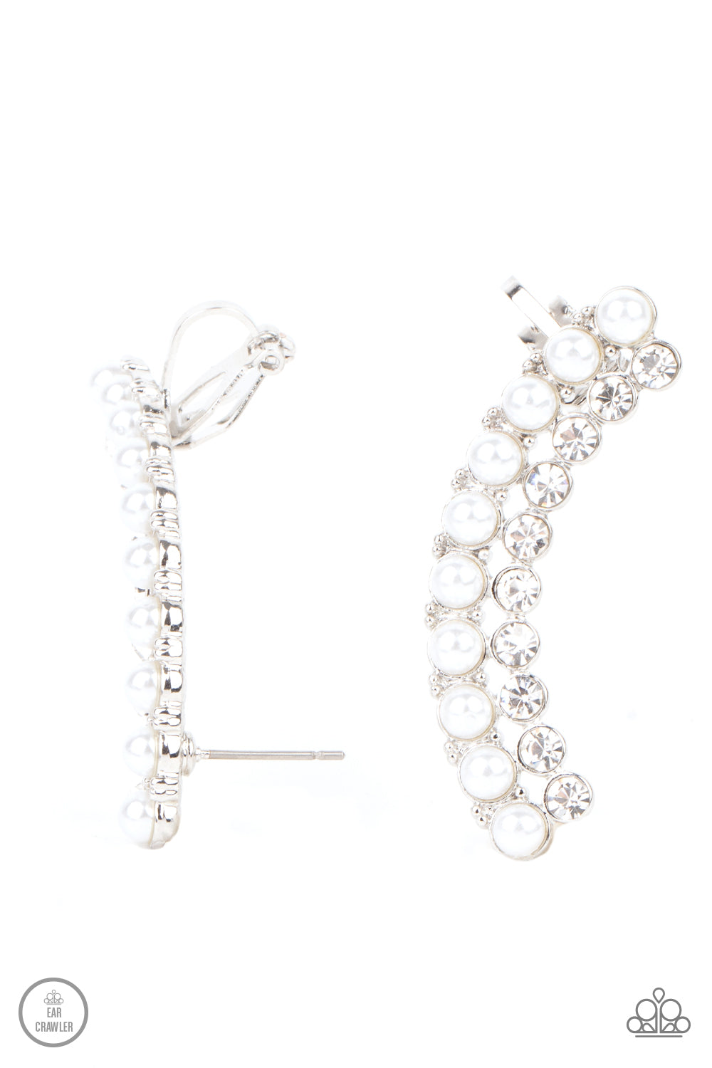 Paparazzi Doubled Down On Dazzle - White Ear Crawlers - A Finishing Touch Jewelry