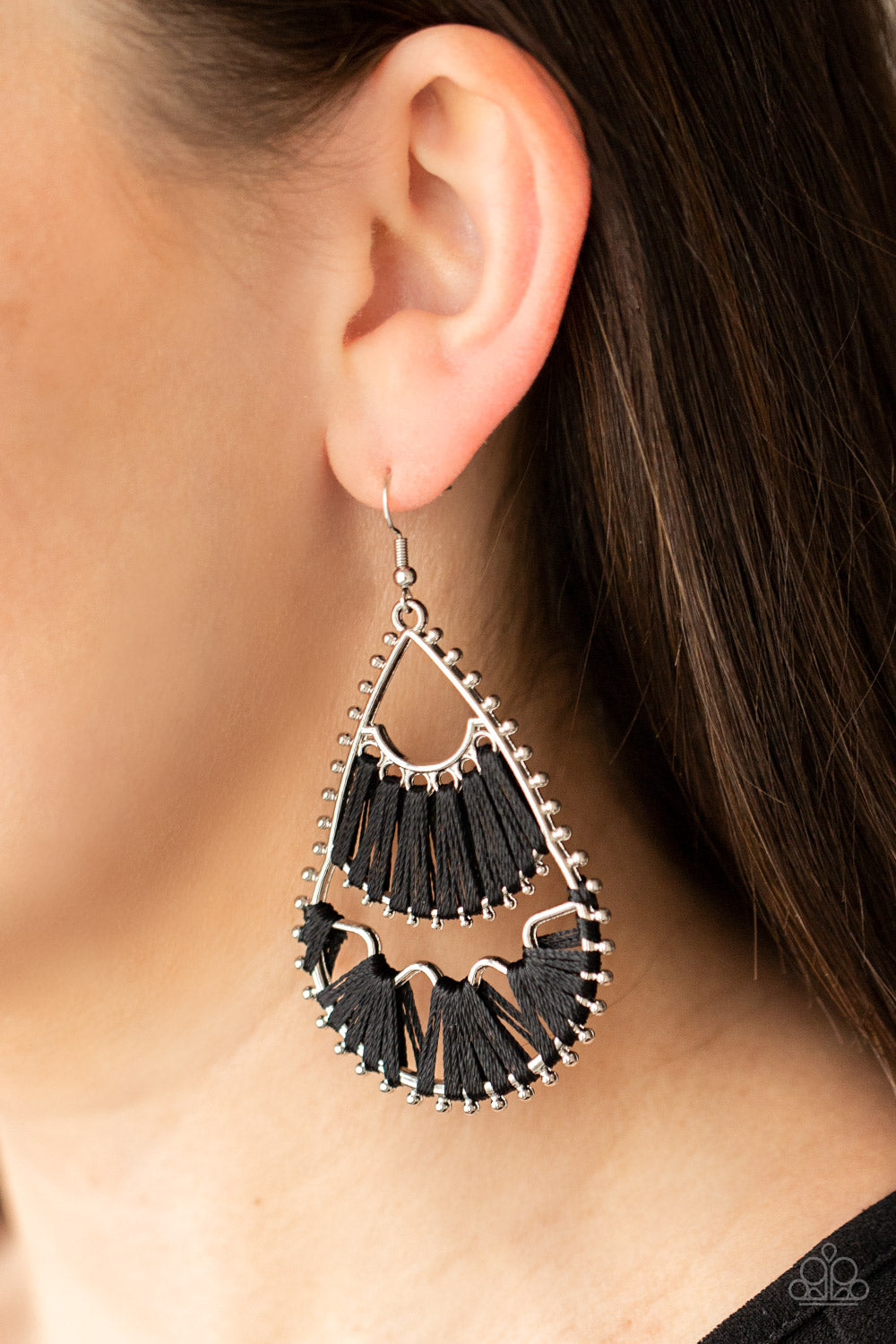 Paparazzi Samba Scene - Black Earrings - A Finishing Touch Jewelry