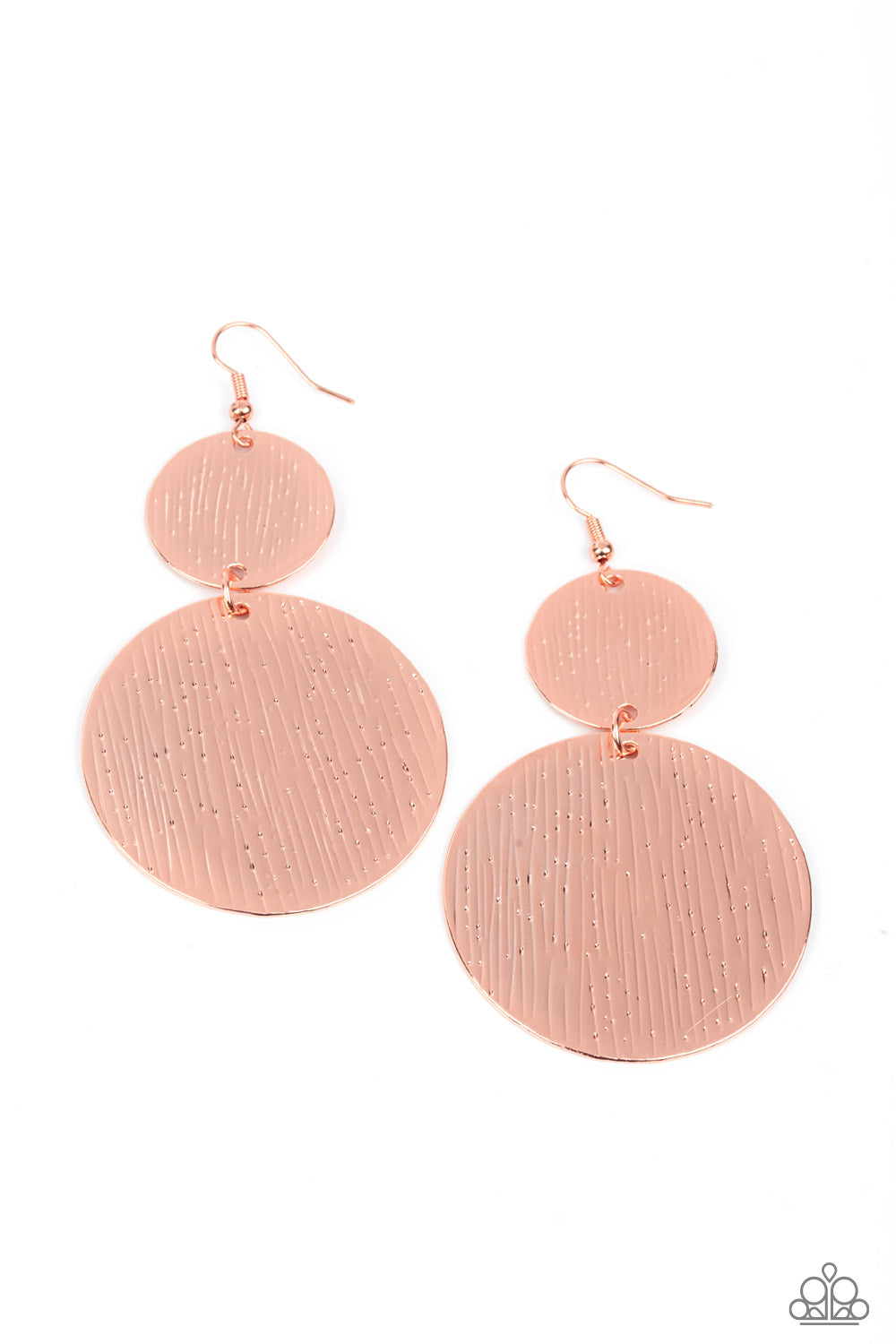 Paparazzi Status CYMBAL - Copper Earrings - A Finishing Touch Jewelry