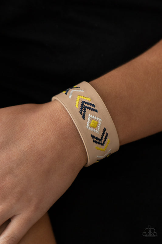 Paparazzi Cliff Glyphs - Yellow Bracelet - A Finishing Touch Jewelry