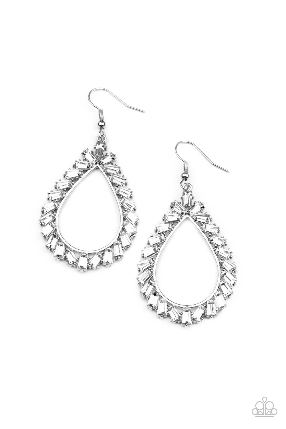 Paparazzi Stay Sharp - White Earrings - A Finishing Touch Jewelry