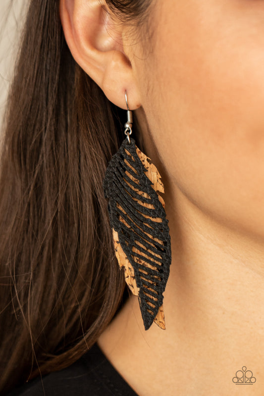 Paparazzi WINGING Off The Hook - Black Earrings - A Finishing Touch Jewelry