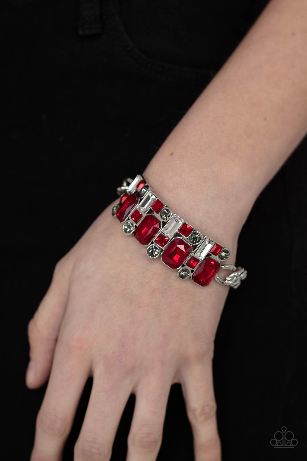 Paparazzi Urban Crest - Red Bracelet - A Finishing Touch Jewelry