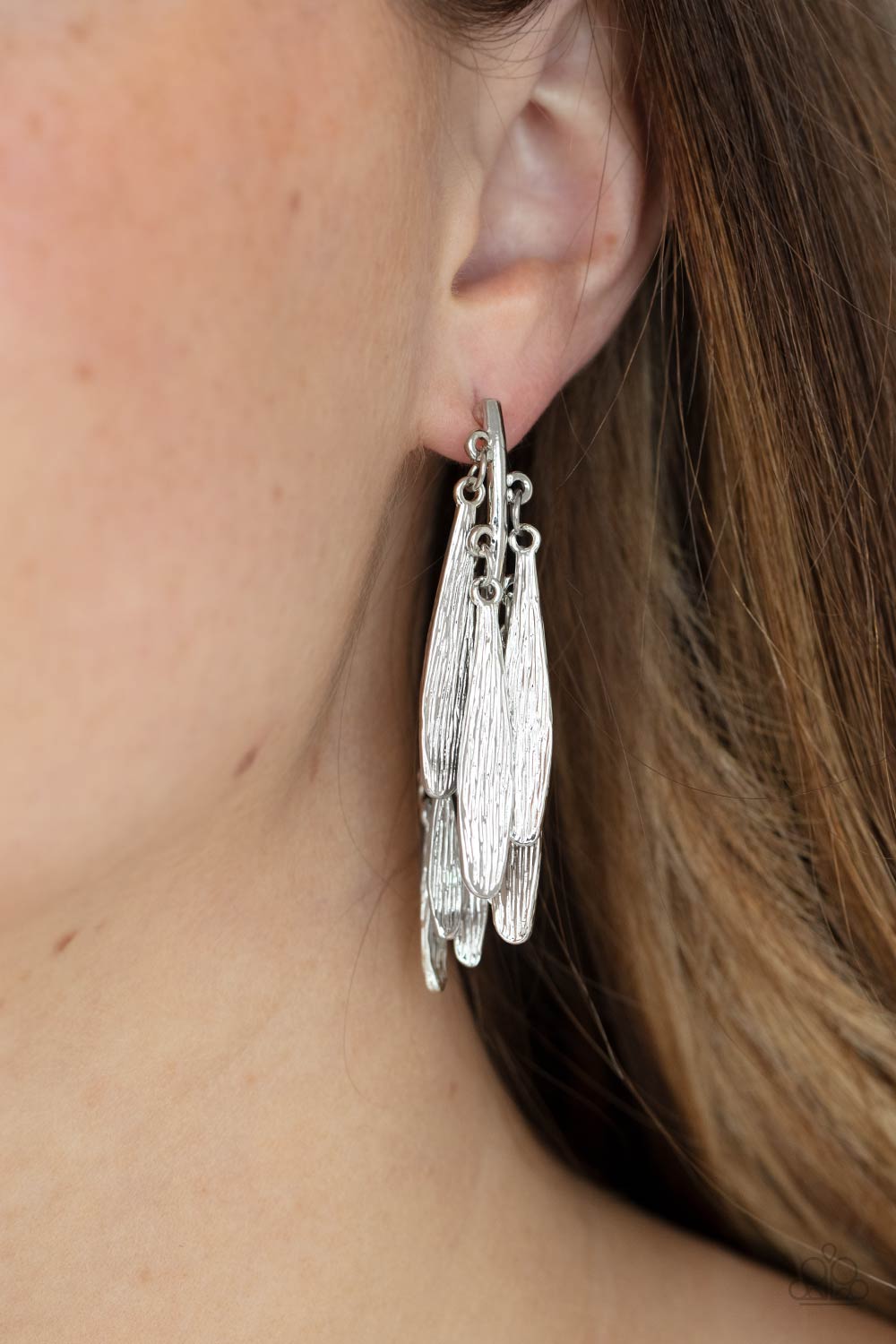 Paparazzi Pursuing The Plumes - Silver Earrings - A Finishing Touch Jewelry