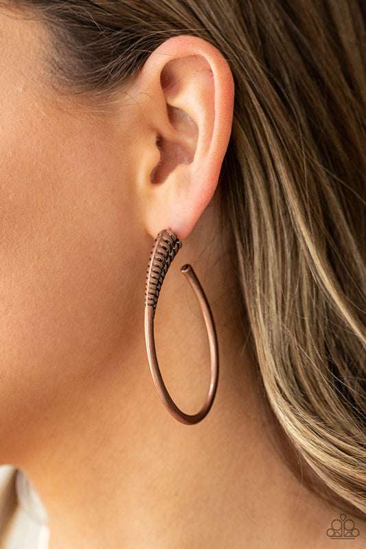 Paparazzi Fully Loaded - Copper Earrings - A Finishing Touch Jewelry