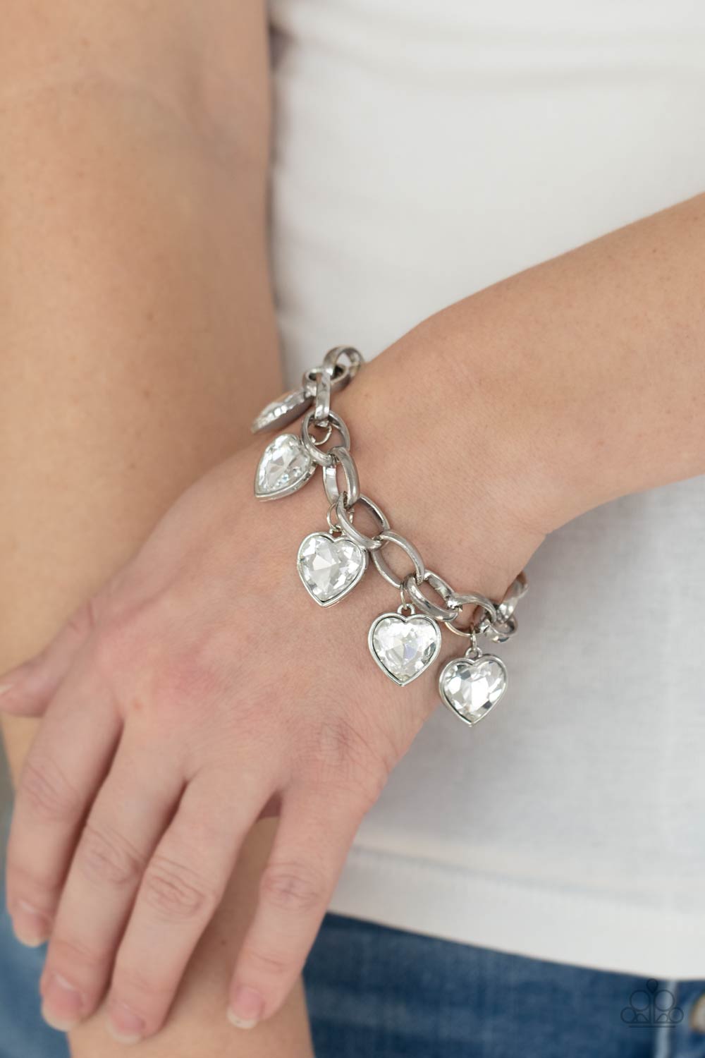 Paparazzi Candy Heart Charmer - White Bracelet - A Finishing Touch Jewelry