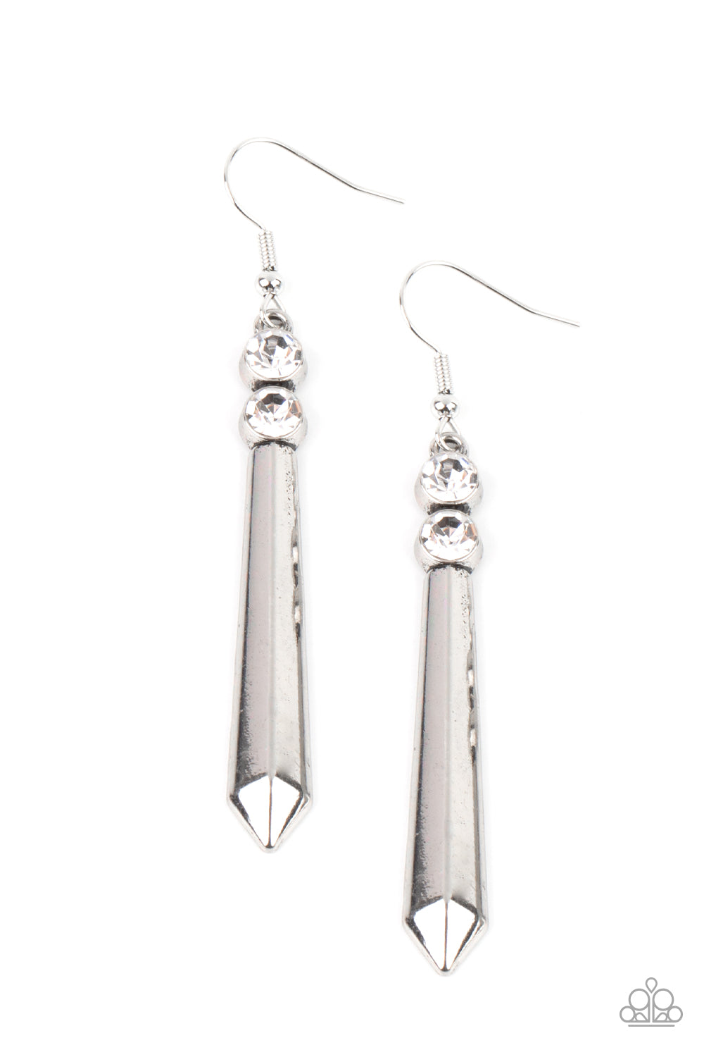 Paparazzi Sparkle Stream - White Earrings - A Finishing Touch Jewelry