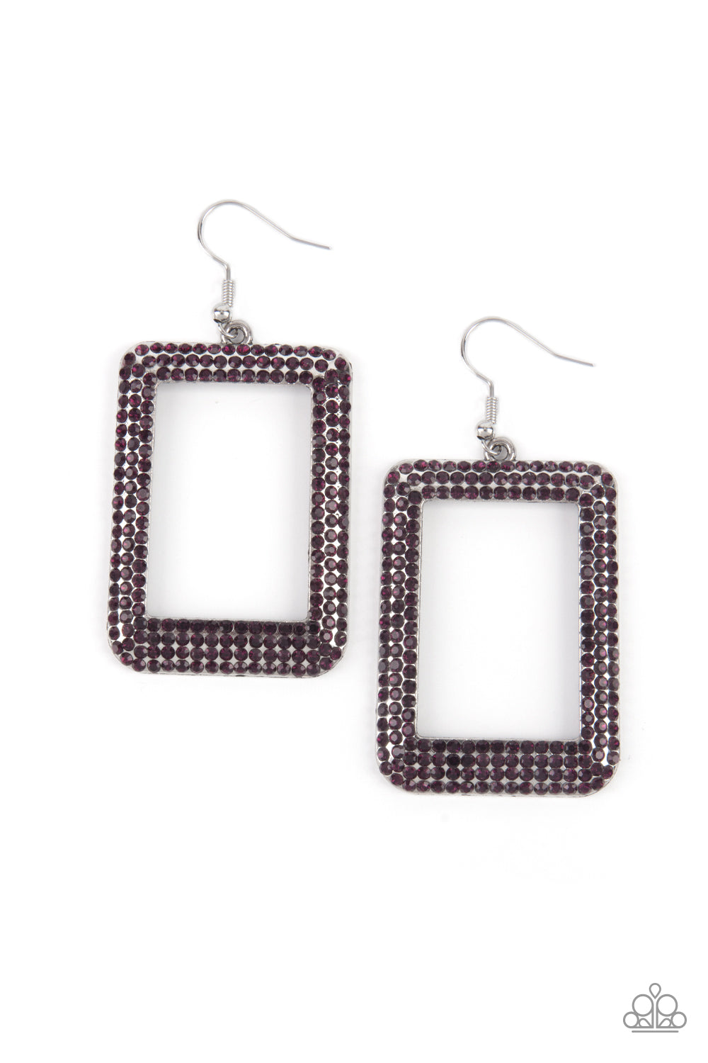 Paparazzi World FRAME-ous - Purple Earrings - A Finishing Touch Jewelry