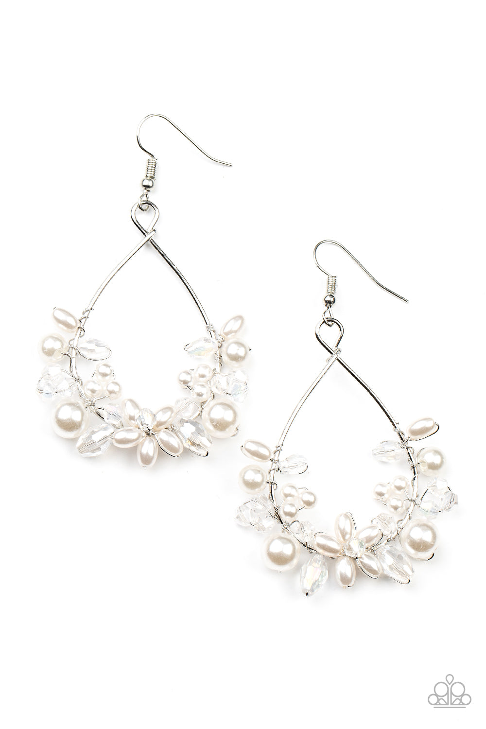 Paparazzi Marina Banquet - White Earrings - A Finishing Touch Jewelry