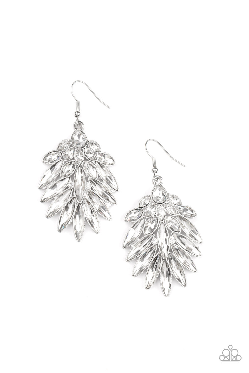 Paparazzi COSMIC-politan - White Earrings - A Finishing Touch Jewelry