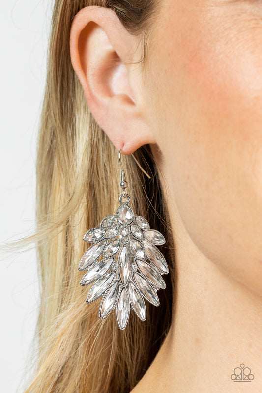 Paparazzi COSMIC-politan - White Earrings - A Finishing Touch Jewelry