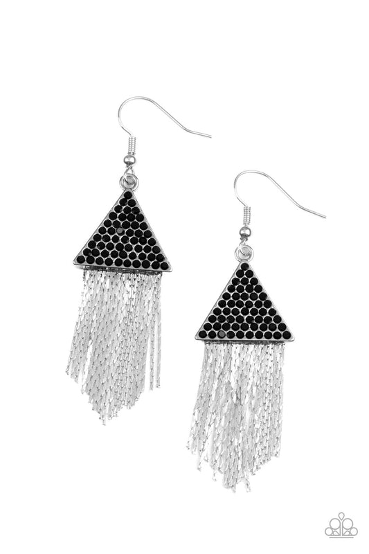 Paparazzi Pyramid SHEEN - Black Earrings