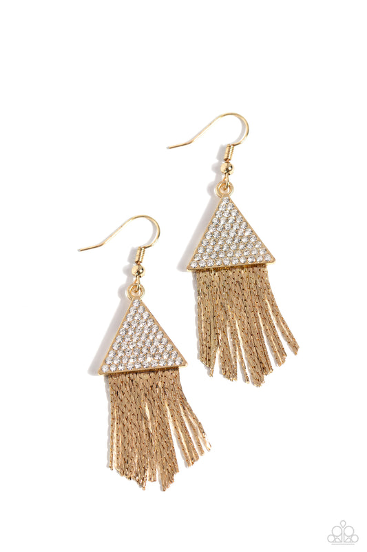 Paparazzi Pyramid SHEEN - Gold Earrings