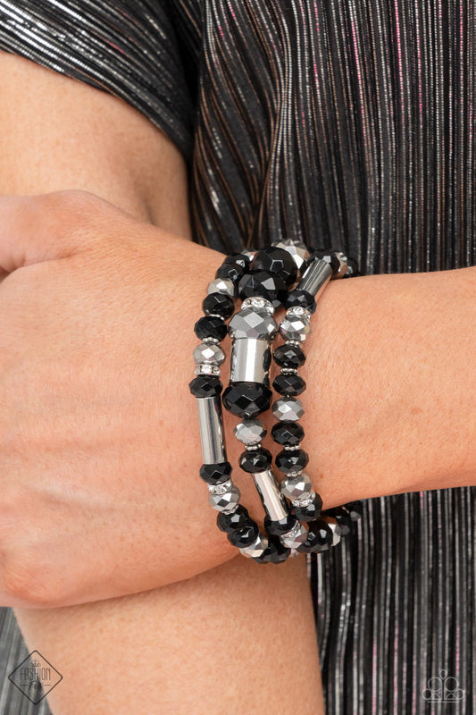 Paparazzi Dynamic Dazzle - Black Bracelet - A Finishing Touch Jewelry