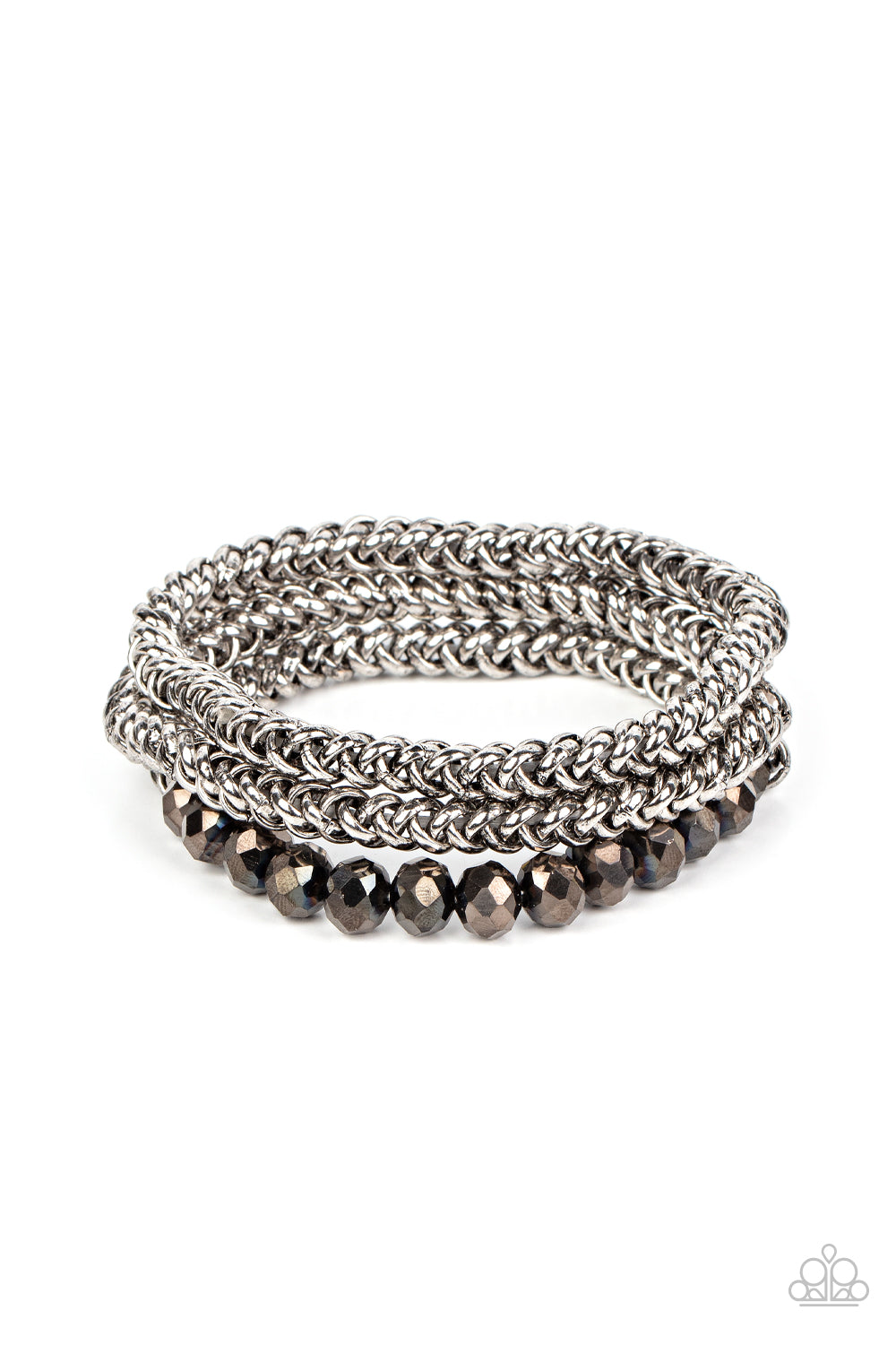 Paparazzi Gutsy and Glitzy - Silver Bracelet - A Finishing Touch Jewelry