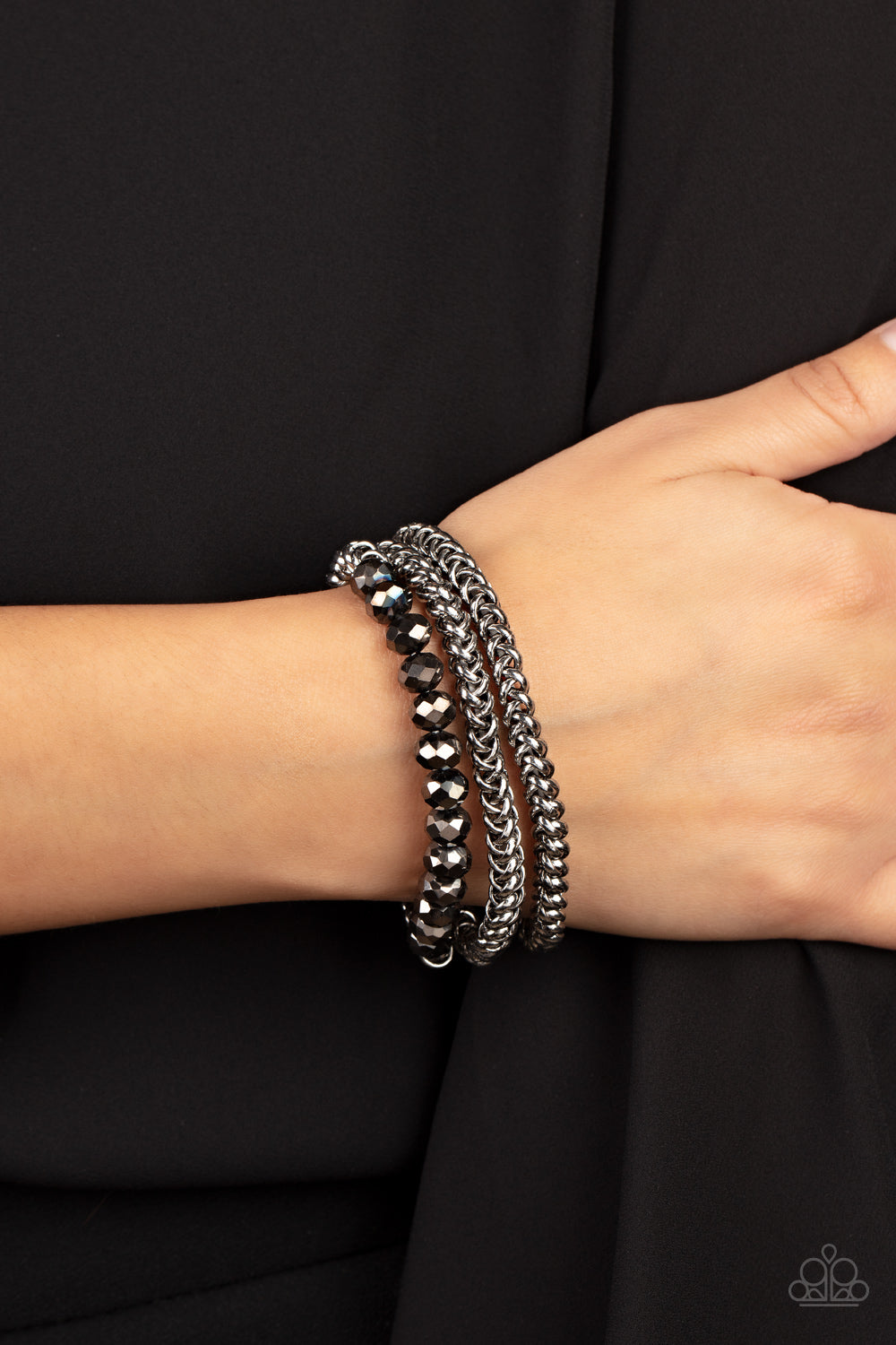 Paparazzi Gutsy and Glitzy - Silver Bracelet - A Finishing Touch Jewelry