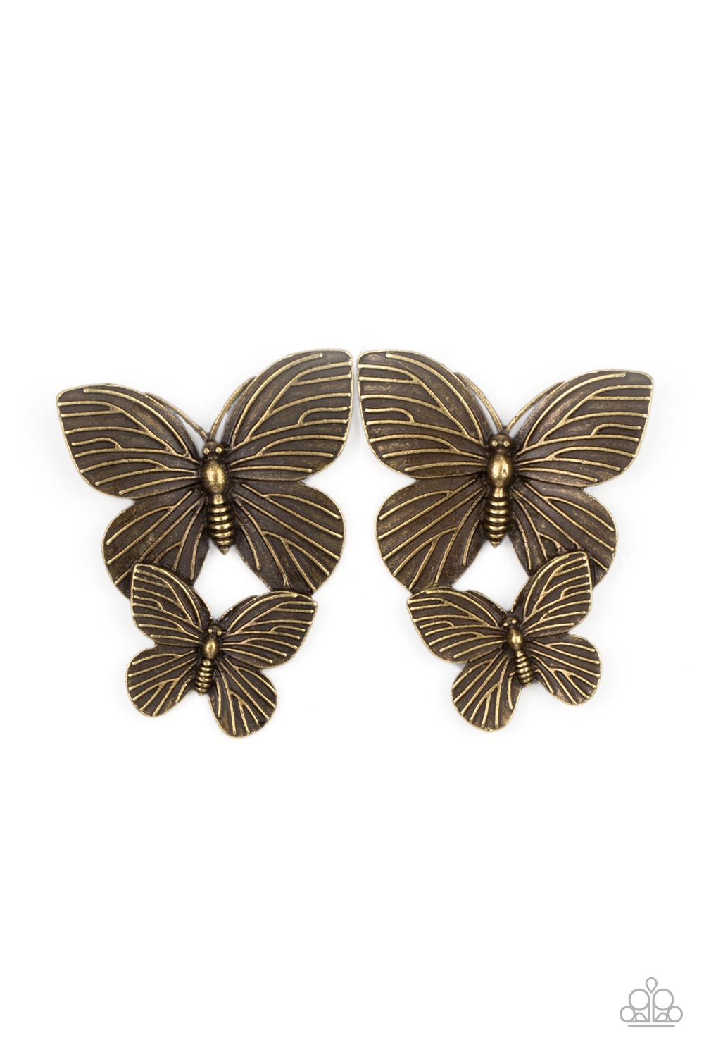 Paparazzi Blushing Butterflies - Brass Butterfly Earrings