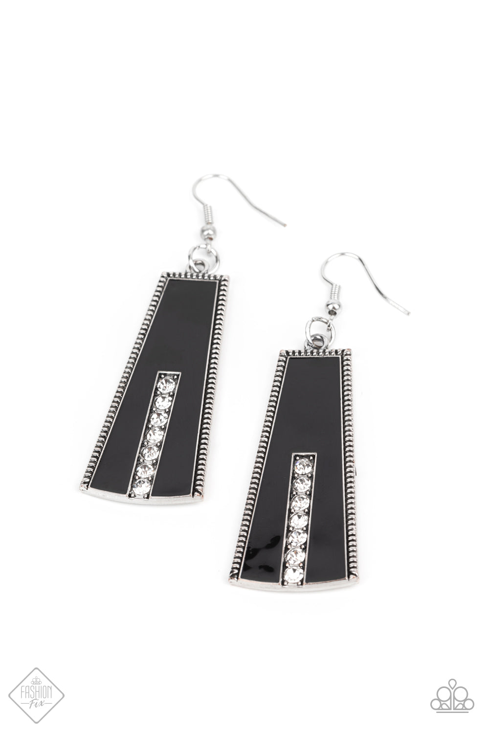 Paparazzi Demandingly Deco Fashion Fix - Black Earrings - A Finishing Touch Jewelry