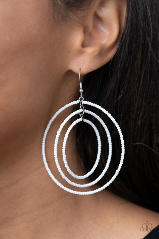 White Earrings - Paparazzi Colorfully Circulating Paparazzi jewelry image