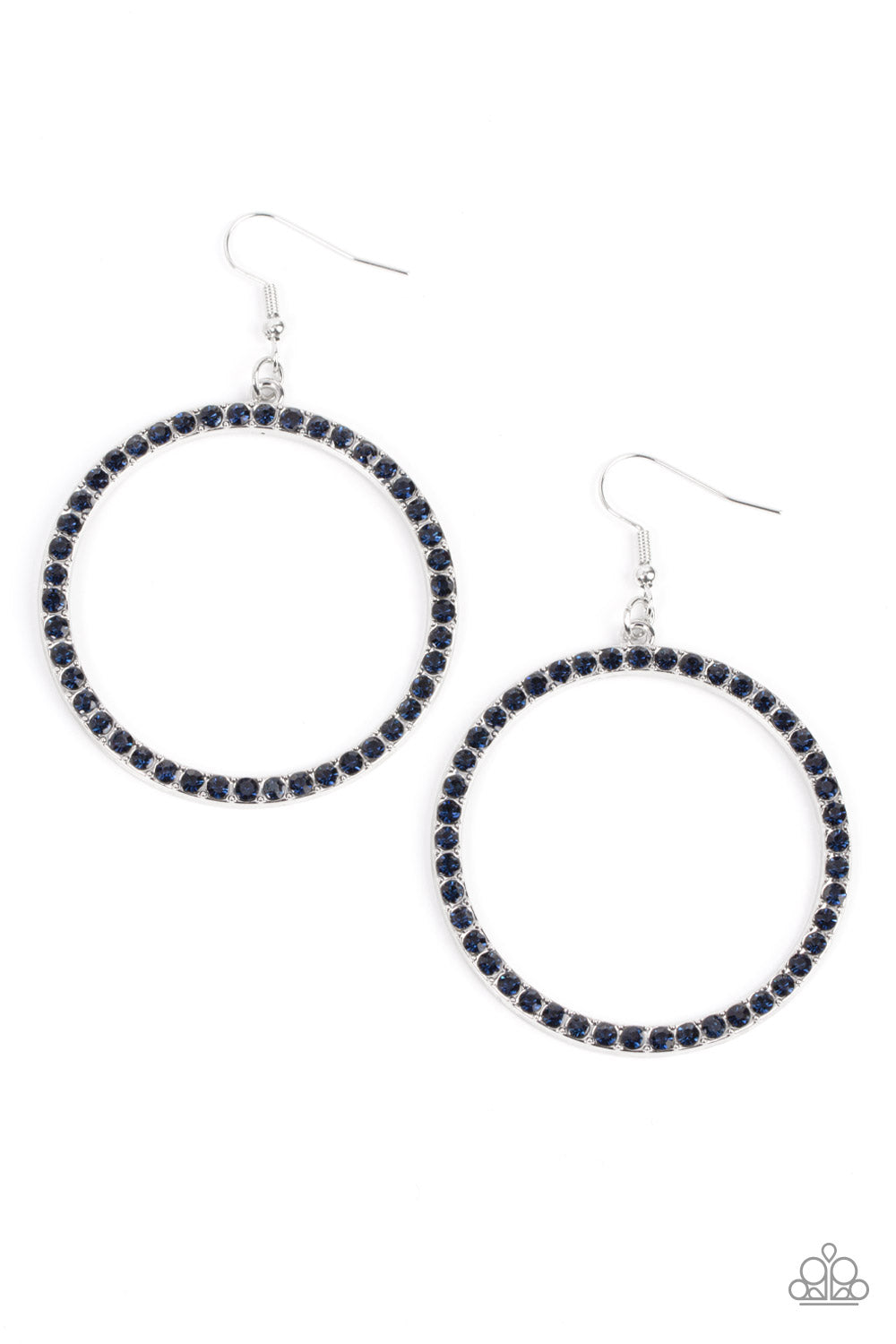 Paparazzi Head-Turning Halo - Blue Earrings-Paparazzi Jewelry Images