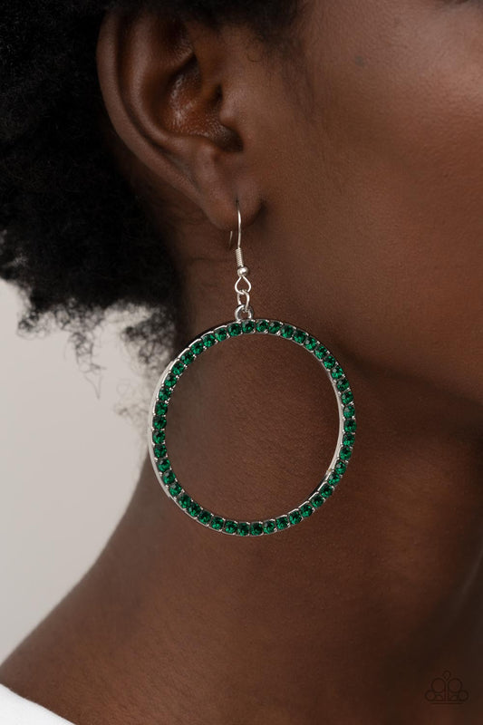 Paparazzi Head-Turning Halo - Green Earrings - A Finishing Touch Jewelry