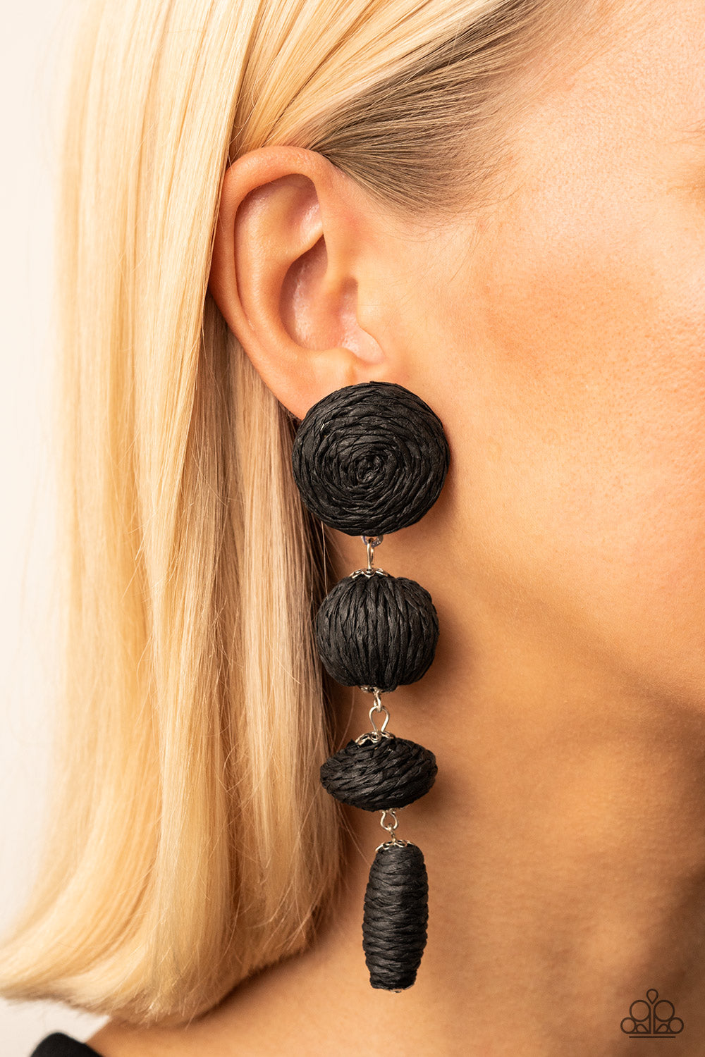 Paparazzi Twine Tango - Black Earrings - A Finishing Touch Jewelry