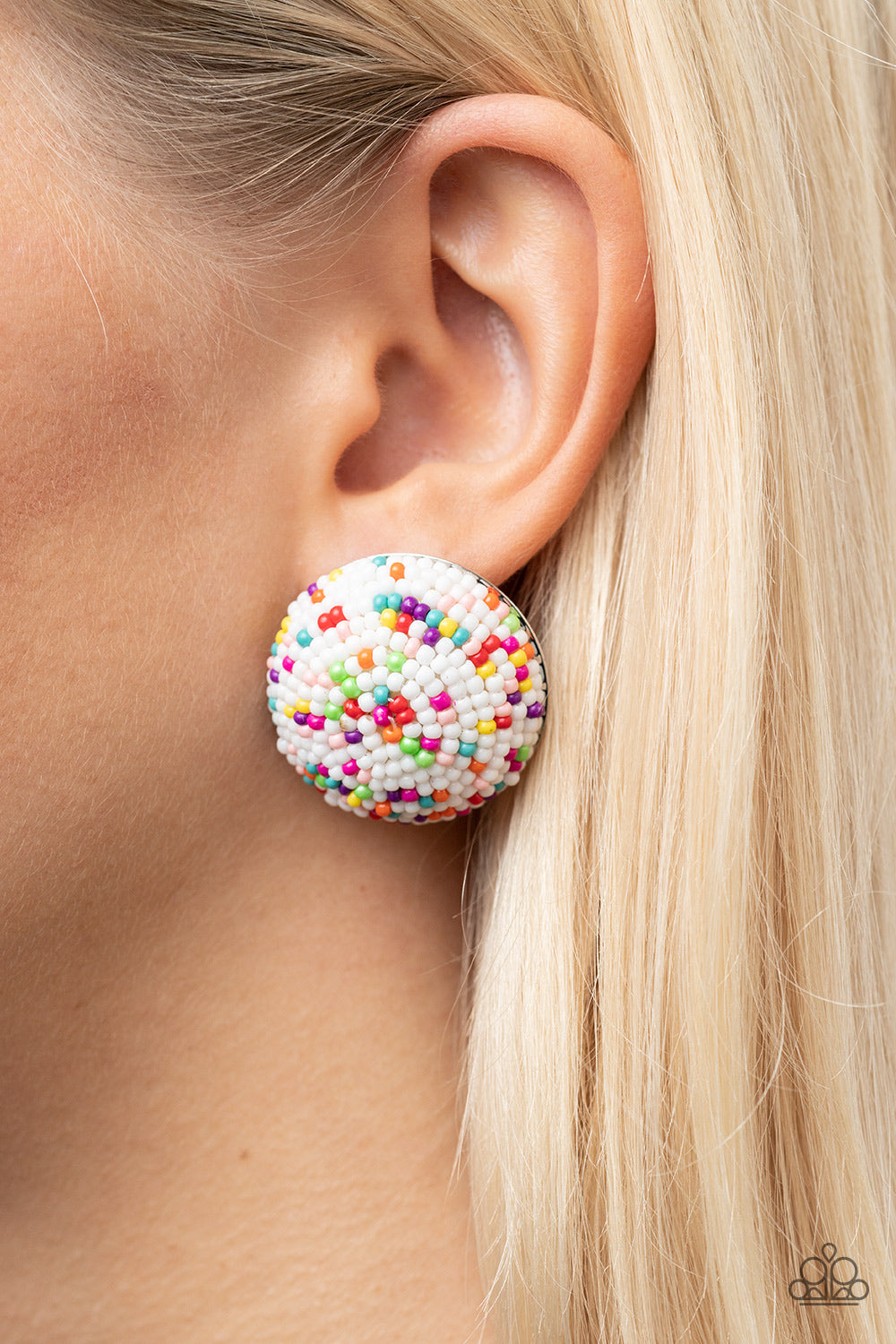 Paparazzi Kaleidoscope Sky - White Earrings - A Finishing Touch Jewelry