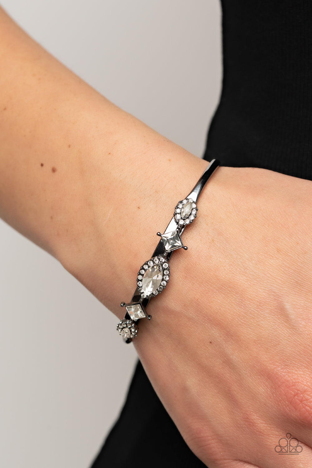 Paparazzi Disarming Dazzle - Black Bracelet - A Finishing Touch Jewelry