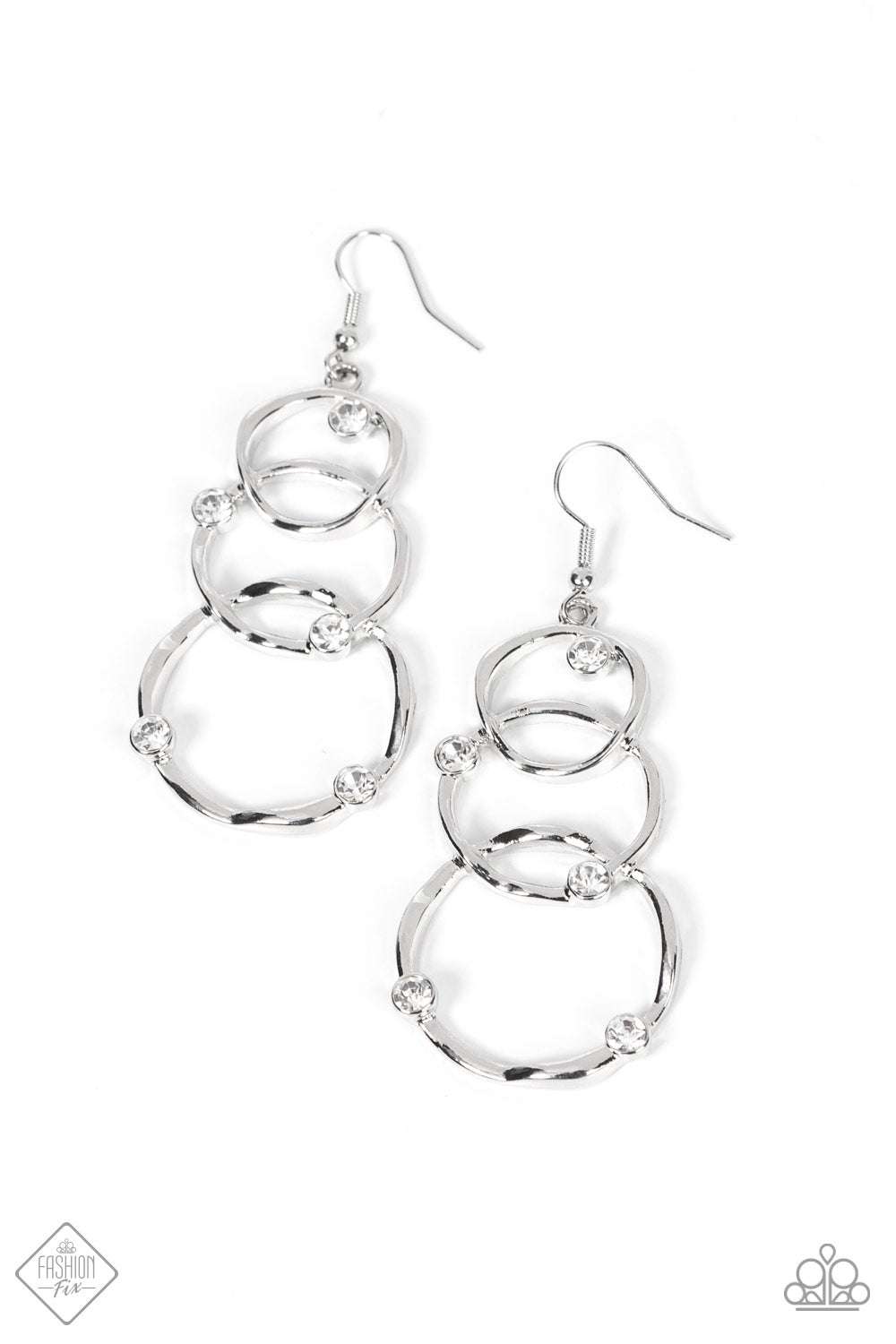 Paparazzi Revolving Radiance - White Fashion Fix Earrings - A Finishing Touch Jewelry - Paparazzi jewelry images