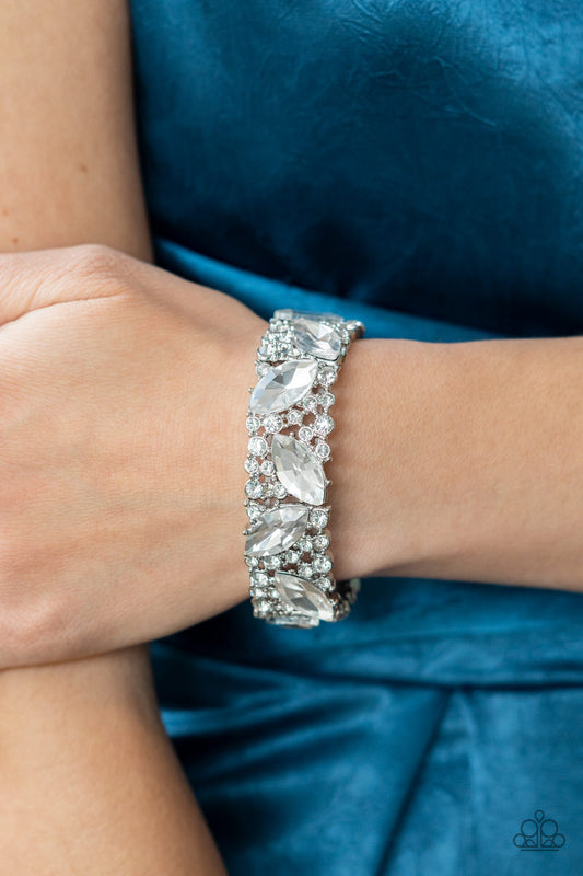 Paparazzi Full Body Chills - White Bracelet - March 2022 Life Of The Party Exclusive - A Finishing Touch Jewelry
