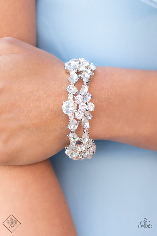 Paparazzi Beloved Bling - White Bracelet - Fashion Fix - A Finishing Touch Jewelry