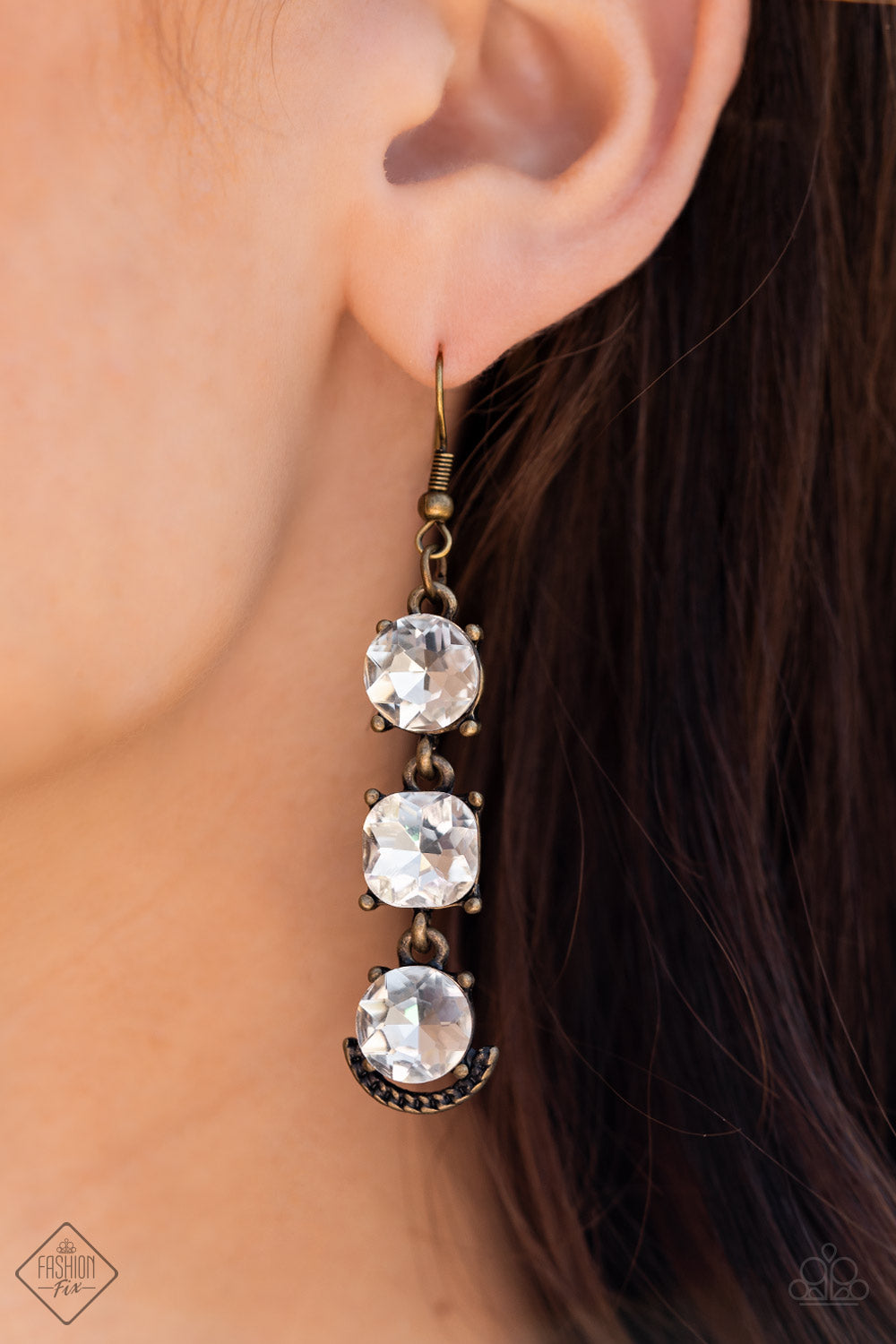 Paparazzi Determined to Dazzle - Brass Earrings - Fashion Fix - A Finishing Touch Jewelry