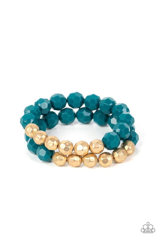 Paparazzi   Grecian Glamour - Blue Bracelet- Paparazzi  Jewelry Images