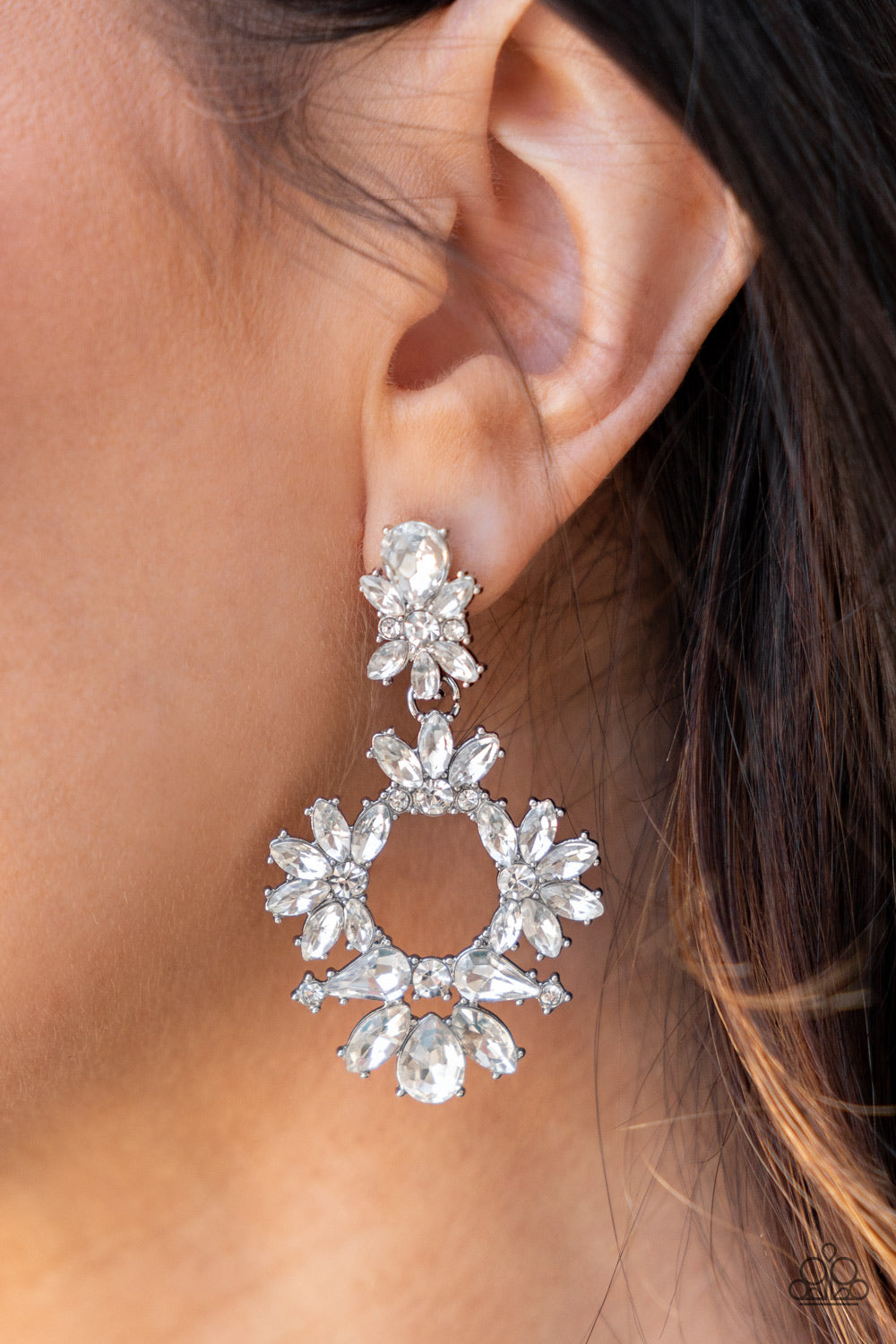 Paparazzi Leave them Speechless - White Earrings - June 2022 Life Of The Party Exclusive - A Finishing Touch Jewelry