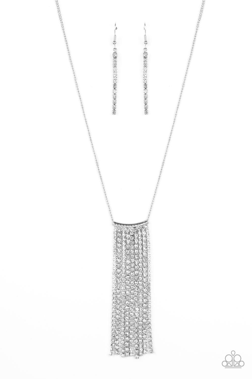 Paparazzi   Stellar Crescendo - White Necklace - Paparazzi Accessories Jewelry