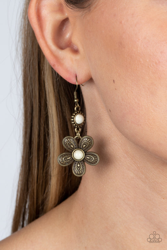 Paparazzi Free-Spirited Flourish - Brass Earrings