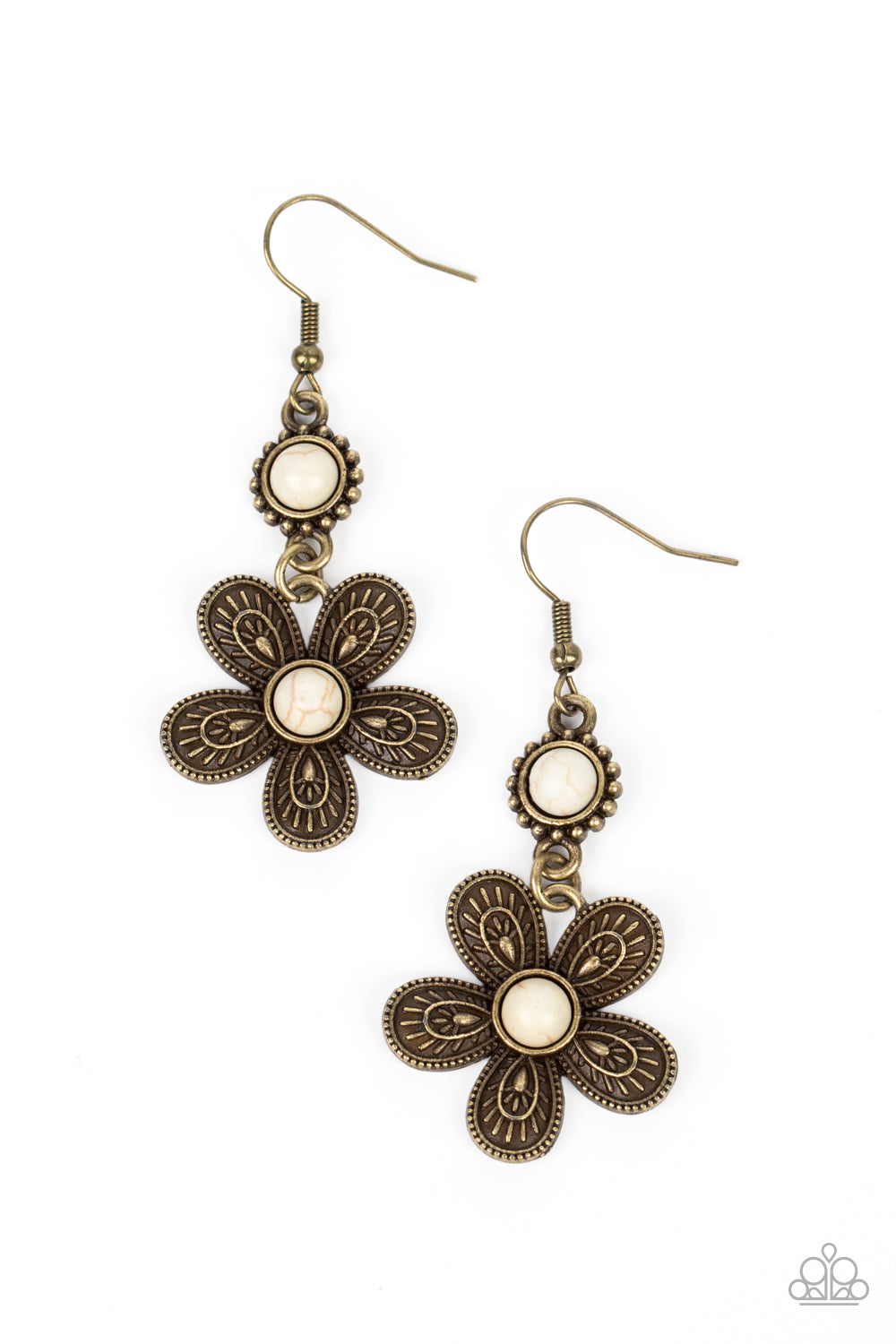 Paparazzi Free-Spirited Flourish - Brass Earrings