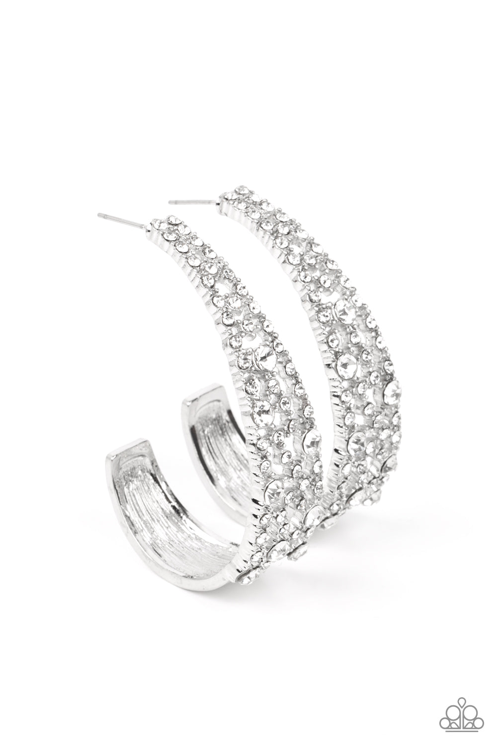 Paparazzi Cold as Ice - White Earrings - April 2022 Life Of The Party Exclusive - A Finishing Touch Jewelry