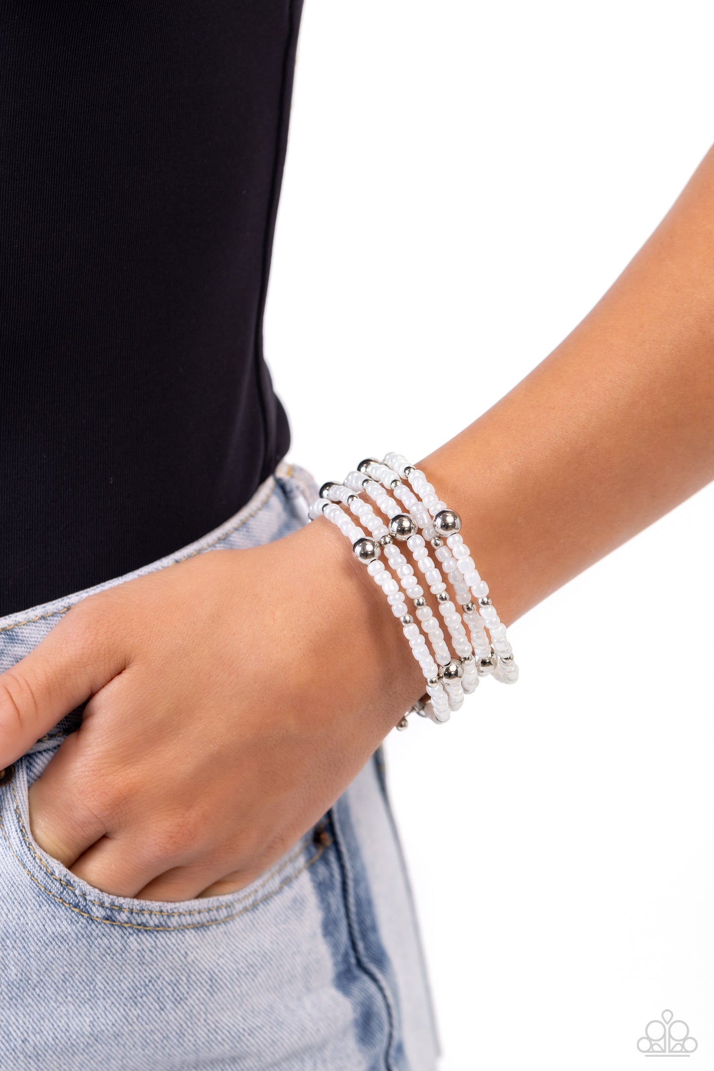 Paparazzi Refined Retrograde - White Bracelet