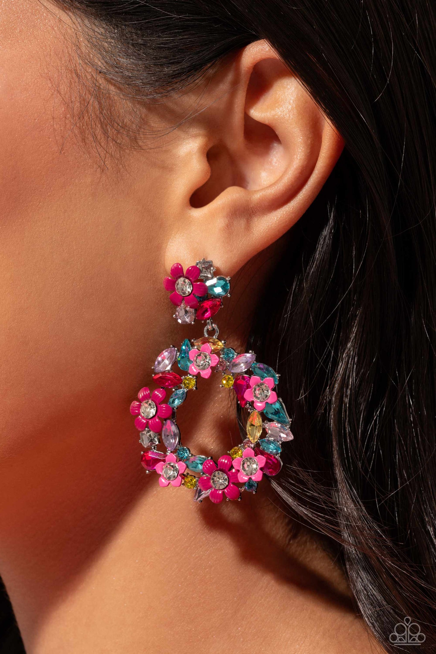 Paparazzi Wreathed in Wildflowers - Pink Multi Earrings