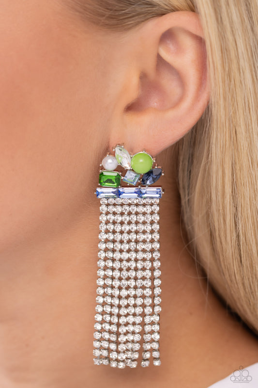 Paparazzi Horizontal Hallmark - Blue Multi Earrings