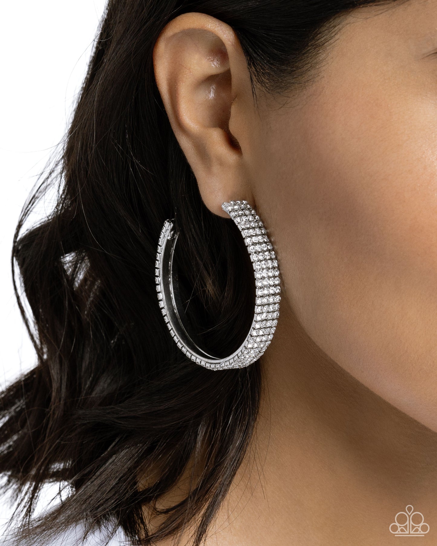 Paparazzi Stacked Symmetry - White Earrings