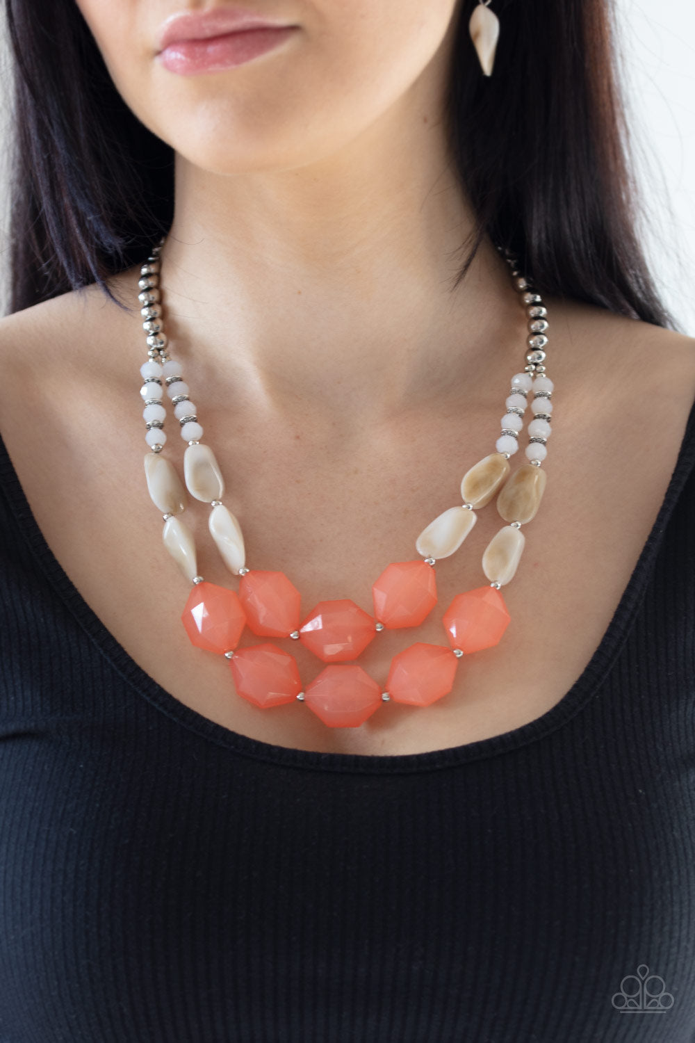 Paparazzi Seacoast Sunset - Orange Necklace - A Finishing Touch 