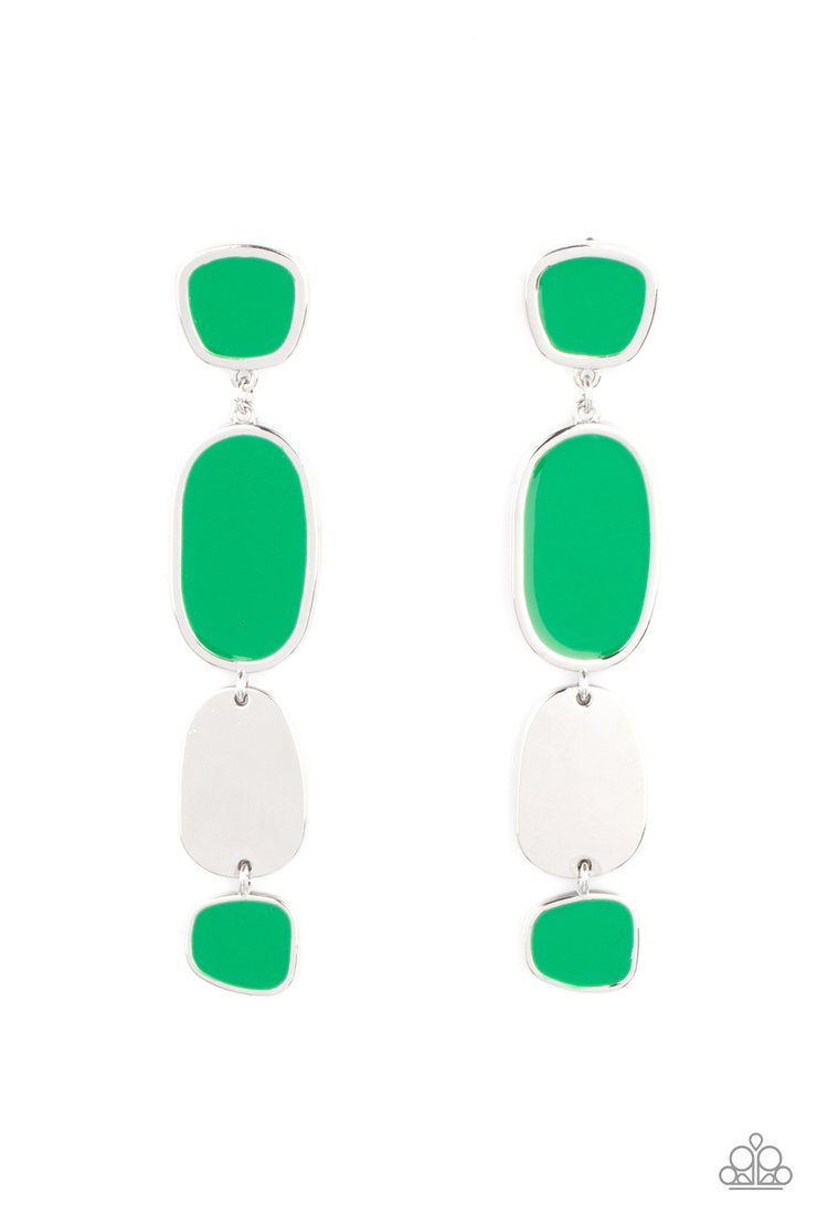 Paparazzi All Out Allure - Green Earrings - A Finishing Touch Jewelry