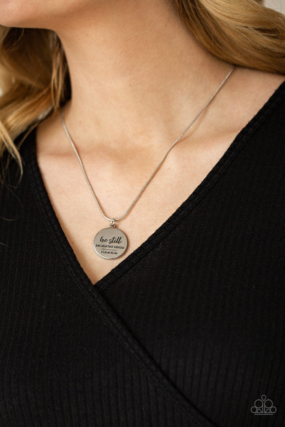 Be Still Silver Inspirational Paparazzi Necklace - A Finishing Touch Jewelry