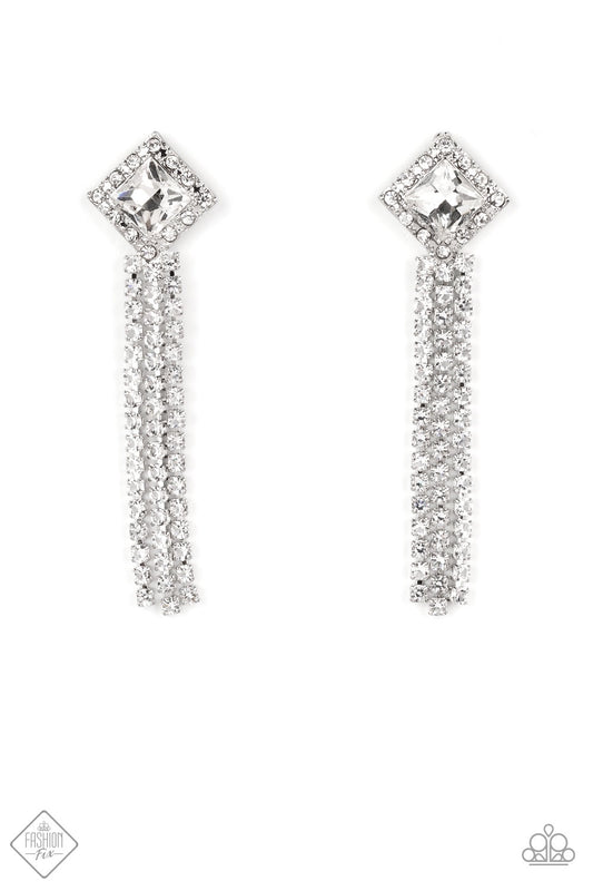 Paparazzi September 2022 Fashion Fix-Seasonal Sparkle - White Earring - A Finishing Touch Jewelry