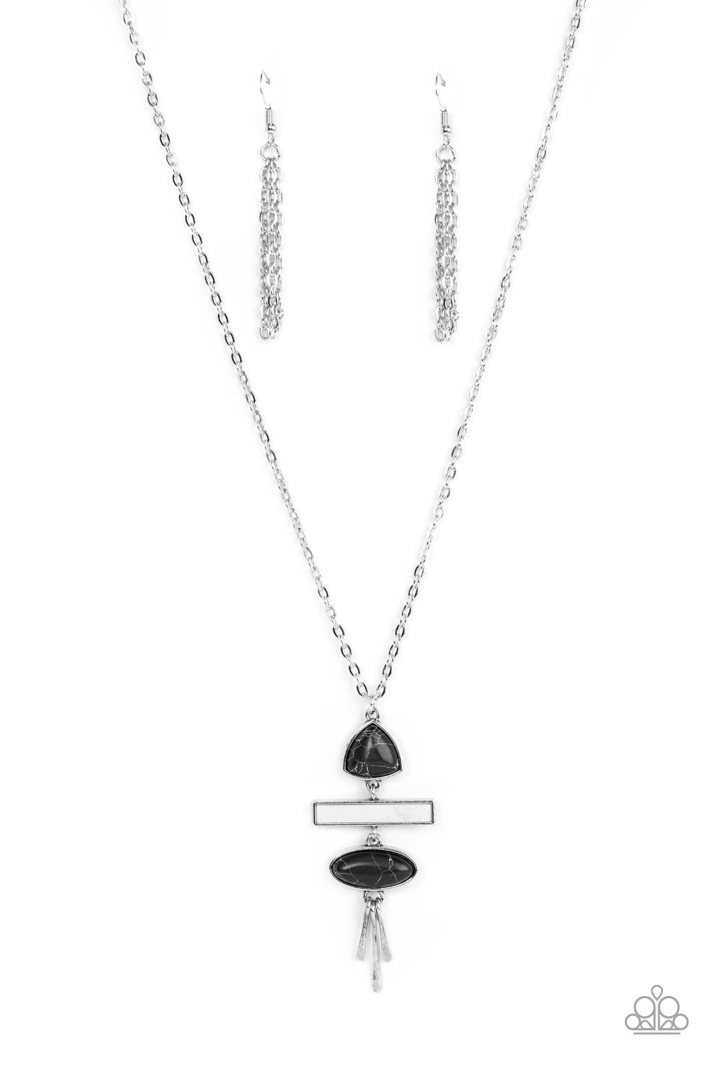 Paparazzi Artisan Eden - Black Necklace and Adventurously Artisan - Black Earrings - 2 Piece Set