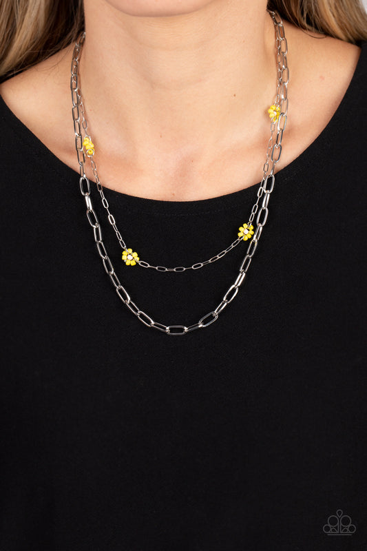 Paparazzi Bold Buds - Yellow Necklace -Paparazzi Jewelry Images 