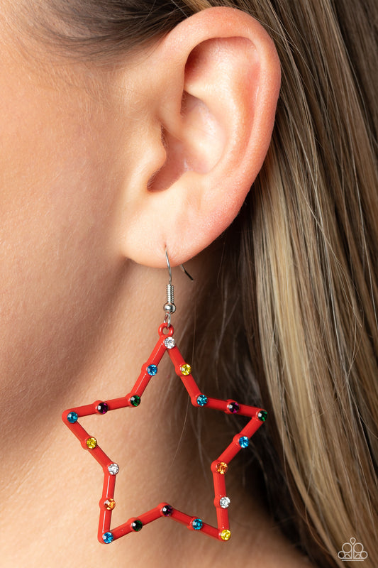 Paparazzi Confetti Craze - Red Earrings 