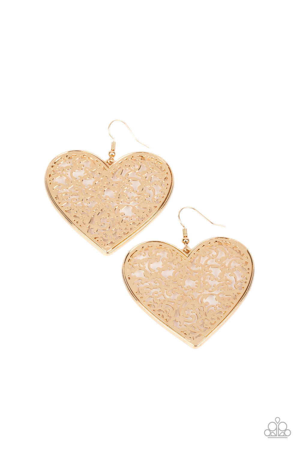 Paparazzi Fairest in the Land - Gold Heart Earrings 